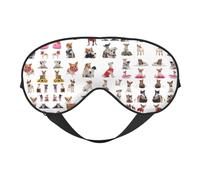 Cute Chihuahua Pug Pattern Double Sided Sleep Mask Soft Comfortable Light Blocking Eye Cover for Night Rest