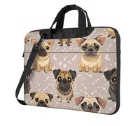 Cute Chihuahua Pug Pattern Laptop Bag 13-15.6Inch, 360° Protective Laptop Sleeve Case Shockproof Messenger Shoulder Bag Waterproof Computer Case Carrying Cover Briefcases for Men Women