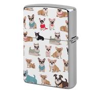 Cute Chihuahua Pug Pattern Lighter Case Metal Protective Cover with Double-Sided Art Design, Cool Lighters Pouch Shockproof Lighter Cover for Men Women Gifts, Lighters Not Included