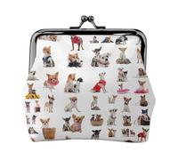 Cute Chihuahua Pug Pattern Lightweight Wallet Minimalist Wallet For Daily Commute And Travel Adventures, Black, One Size, Art Deco