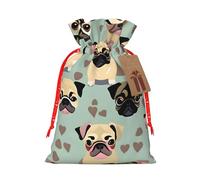 Cute Chihuahua Pug Pattern Print Christmas Bag Holiday Present Sack Xmas For Seasonal Decor Gift Wrapping