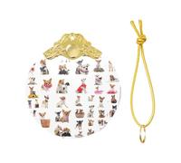 Cute Chihuahua Pug Pattern Print Christmas Metal buckle Glass round pendant Ornaments, 2025 Xmas Tree Decoration