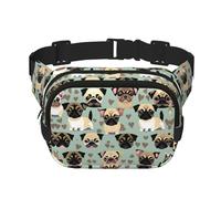 Cute Chihuahua Pug Pattern print Fanny Pack Purse with Adjustable Strap Square Double Layer Waist Bag Belt Unisex Everywhere