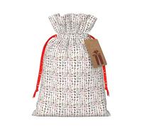 Cute Chihuahua Pug Pattern Print Festive Christmas Bag Drawstring Gift Reusable Sack For Holiday Presents Xmas