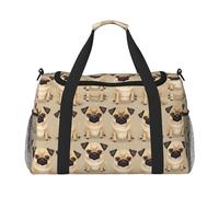 Cute Chihuahua Pug Pattern Print Foldable Carry On Tote Large Capacity Hand Carry Bag for Airplane Weekend Getaways