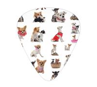 Cute Chihuahua Pug Pattern Print Guitar Pick for Men Women Triangle Instrument Accessories Plectrums(12pcs One sided)