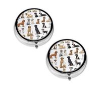 Cute Chihuahua Pug Pattern Print Pill Box 3 Compartment Medicine Pill Case,Portable for Pocket Or Purse Pill Organizer Decorative Metal Medicine Vitamin Organizer Unique Gift