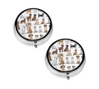 Cute Chihuahua Pug Pattern Print Pill Box 3 Compartment Medicine Pill Case,Portable for Pocket Or Purse Pill Organizer Decorative Metal Medicine Vitamin Organizer Unique Gift
