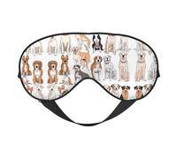 Cute Chihuahua Pug Pattern Print Sleep Mask Silk Eye Cover Soft Satin Blindfold Elastic Strap Night Eyeshade Travel Nap for Women Men