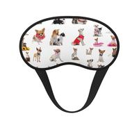 Cute Chihuahua Pug Pattern Print Soft Comfortable Eye Mask for Sleeping Light Blocking Nap Travel Camping Night Rest