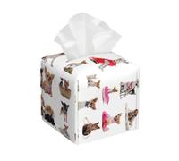 Cute Chihuahua Pug Pattern Print Square Tissue Box Cover,Leather Tissue Boxes Organizer Holder Decor for Bathroom