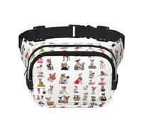 Cute Chihuahua Pug Pattern Print Stylish and Practical Waist Bag,Adjustable,Perfect for Travel,and Outdoor Activities