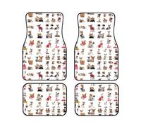 Cute Chihuahua Pug Pattern Print Stylish Car Foot Mat Set 4 Pieces Convenience Floor Mats Sedans SUV Trucks Vans