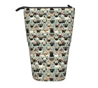 Cute Chihuahua Pug Pattern Print Telescopic Pencil Case Adjustable Lightweight Office Stationery Organizer Pouch