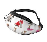 Cute Chihuahua Pug Pattern Print Unisex Pack Waist Bag Travel Accessory for Sunglasses Wallets Passports Key