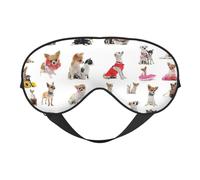 Cute Chihuahua Pug Pattern Print Versatile Eye Mask Full Coverage Sleep Aid Lightweight Breathable Travel Camping
