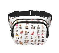 Cute Chihuahua Pug Pattern Print Waist Pack Square Waist Bag Workout Hiking Running Travel Gym Pretty Zipper Fashion