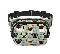 Cute Chihuahua Pug Pattern Print Waist Pack Square Waist Bag Workout Hiking Running Travel Gym Pretty Zipper Fashion