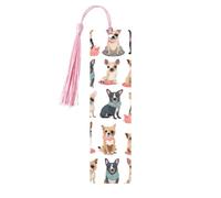 Cute Chihuahua Pug Pattern Printed Metal Bookmarks M - Pink Lightweight Aluminium Book Marker for Books, Journals & Gifts, Ideal Book Lovers, Holiday Decor & Crafts
