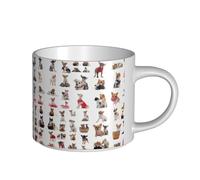 Cute Chihuahua Pug Pattern Printing Large-Capacity Ceramic Mugs, Perfect for Coffee Shops,Stylish Design with Comfortable C-Handle