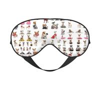 Cute Chihuahua Pug Pattern Printing Reversible Design Sleep Mask, Ideal for Camping, Meditation & Shifts, Snug Fit,No Light Leakage