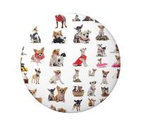 Cute Chihuahua Pug Pattern Round Badge - Durable Tin Plate Design With Full Front Print, Perfect For Custom Gifts And Apparel Decoration