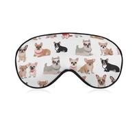 Cute Chihuahua Pug Pattern Sleep Mask,Adjustable Strap Sleeping Mask, Complete Light Blocking Sleep Shade Cover,Soft Breathable Comfortable Blindfold for Women and Men