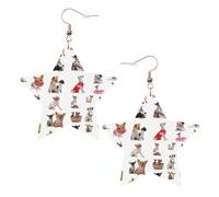 Cute Chihuahua Pug Pattern Statement Earrings for Women, Star Drop Earrings, Elegant Dangle Jewelry for Formal Gatherings