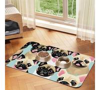 Cute Chihuahua Pug print Cats Pet Bowl Placemat Pet Feeding Mats for Dogs, Non-Slip PU Leather Tablecloth for Pets