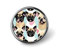 Cute Chihuahua Pug Round Badge Personalized Metal Lapel Pin Badges Fit Clothing Bags Hat Humorous Printed Brooch Badge Party Decorations Accessories for Men Women