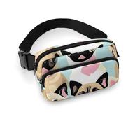 Cute Chihuahua Pug Waist Bag Fashion Fanny Bag with Adjustable Strap for Outdoor Workout Cycling Unisex, white, 20x13cm, Waist Bag