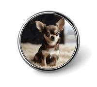 Cute Chihuahua Round Badge Cute Enamel Lapel Pin Brooches Button Pin Personalized Clothing Decoration Unisex Badge Holder Hats Bags Shirts Decor