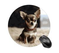 Cute Chihuahua Round Mouse Pad Smooth Glide Gaming Mousepad Extra Density Portable Comfortable Mouse Mat for Desk, Home, Office 7.8x7.8 Inches