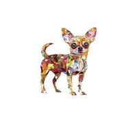 Cute Chihuahua Suncatcher Colourful Chihuahua Dog For Window Hanging Suncatcher Chihuahua Ornaments Window Hanging Chihuahua Dog Stain Glass Window Ornamen Spruce Garland Roll (Yellow, 20X18cm)