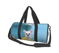 Cute Chihuahua Travel Duffel Bag for Women Men,Print Polyester Tote Round Luggage Bag with Shoulder Strap