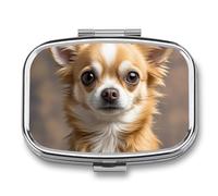 Cute Chihuahua Travel Pill Organizer A Daily Pill Box for Supplements 2 Compartment Pill Case Convenient for Carrying and Storing Medicines Box