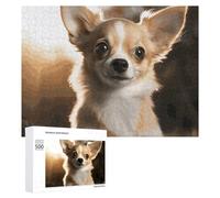 Cute Chihuahua Wooden Puzzles for Adults 500 PCS Unique Shape Puzzles Wall Art Home Decor for Puzzle Lovers, Family, Friend Creative Gift Toys