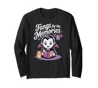 Cute Child Vampire Reading Photo Album Kids Halloween Long Sleeve T-Shirt