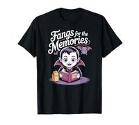 Cute Child Vampire Reading Photo Album Kids Halloween T-Shirt
