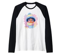 Cute Child Winter Portrait Colorful Character Graphic Curly Raglan Baseball Tee
