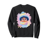 Cute Child Winter Portrait Colorful Character Graphic Curly Sweatshirt