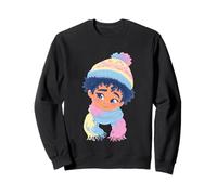 Cute Child Winter Portrait Colorful Character Style Graphic Sweatshirt
