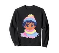 Cute Child Winter Portrait Colorful Character Style Graphic Sweatshirt
