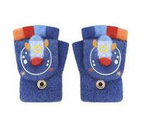 Cute Children's Gloves Rocket Motif Finger Gloves with Button Flap Stretchy Cartoon Mittens Knitted Gloves Thermal Gloves Winter Gloves Gloves for Boys Girls School Child (3-5 Years), navy, One Size