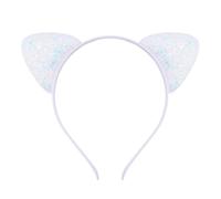 Cute Children's Headband with Playful Cat Ears Sparkling Onion Sequins as a Cute Hair Accessory (White, One Size)