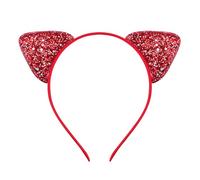 Cute Children's Headband with Playful Cat Ears Sparkling Onion Sequins as Cute Hair Accessory (Red, One Size)
