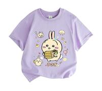 Cute Children's Short Sleeve chikawa Cartoon Print Girls Casual t-Shirt,Purple,150cm