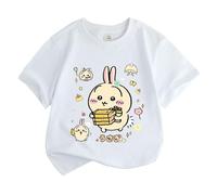 Cute Children's Short Sleeve chikawa Cartoon Print Girls Casual t-Shirt,White,110cm