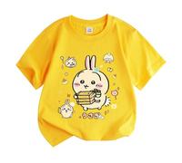 Cute Children's Short Sleeve chikawa Cartoon Print Girls Casual t-Shirt,Yellow,110cm