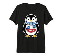 Cute Chilean Flag Penguin Wearing A Blue Striped Scarf Premium T-Shirt